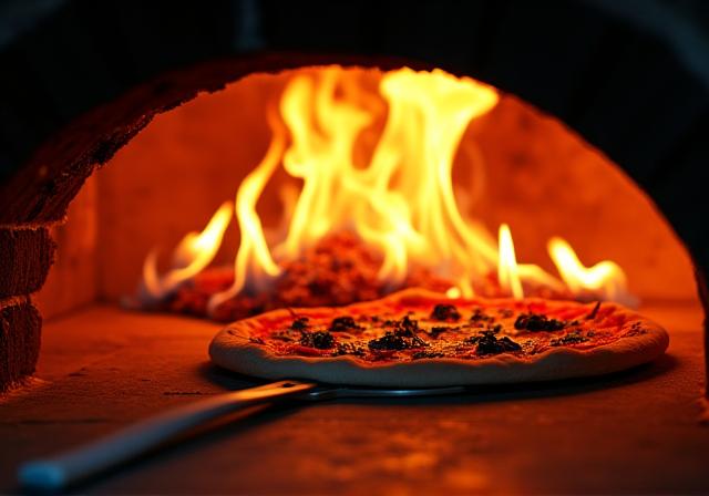 활활 타오르는 장작 화덕