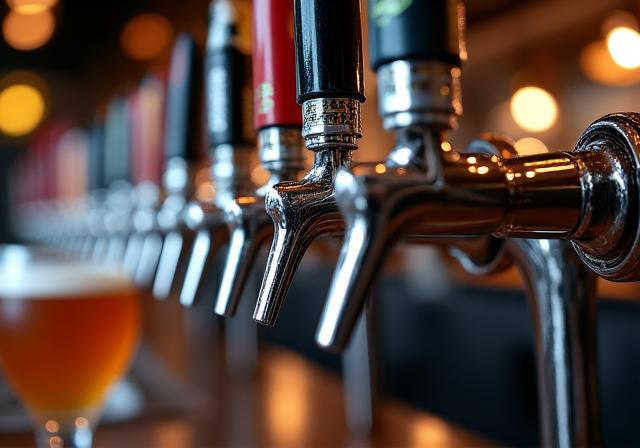 다양한 종류의 크래프트 맥주 탭